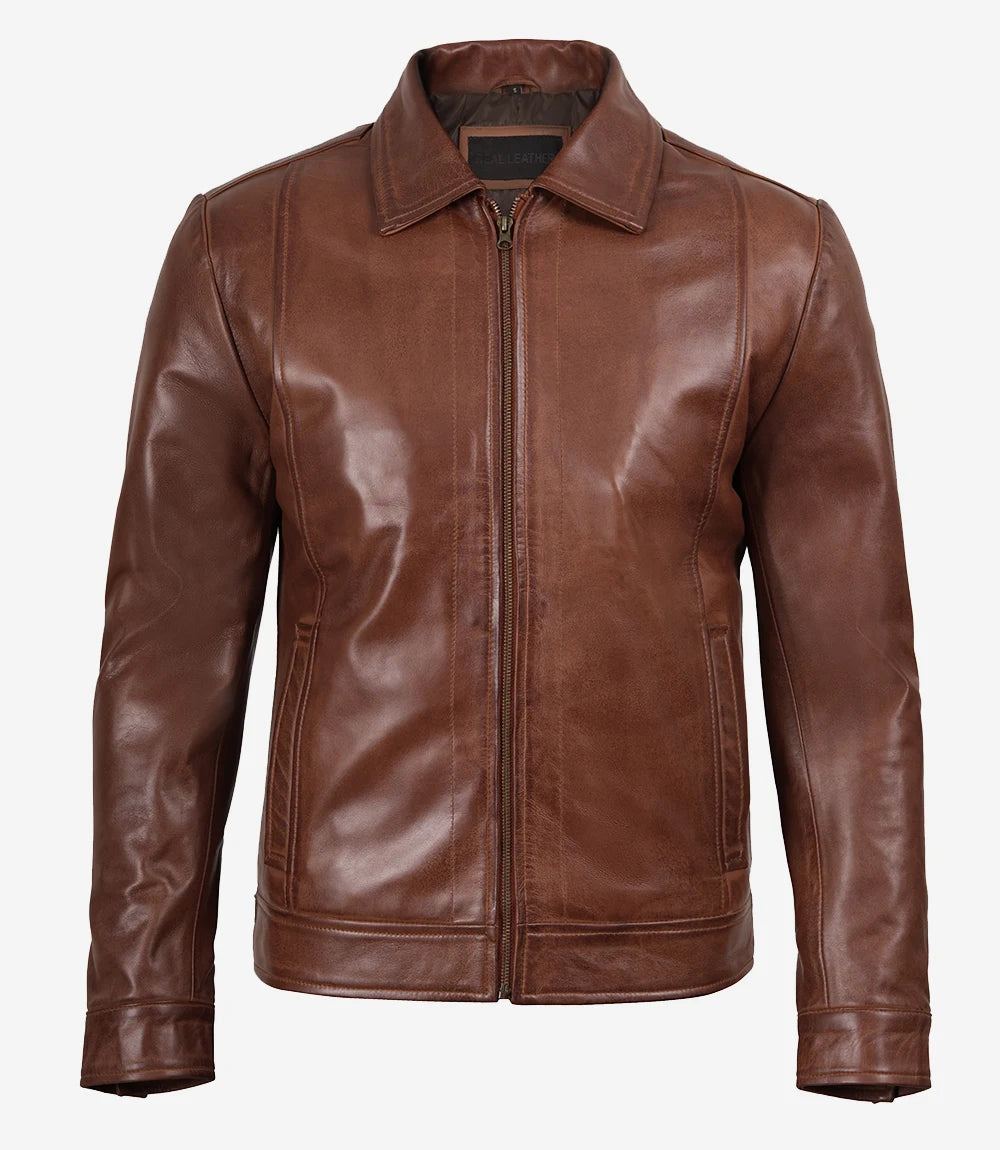 ZAYN CLOTHING ARTICLE #3518 Mens Brown Vintage Leather Jacket |